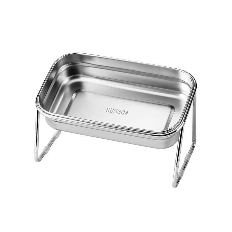 Elevated Stainless Steel Cat Food & Water Bowl with Stand
