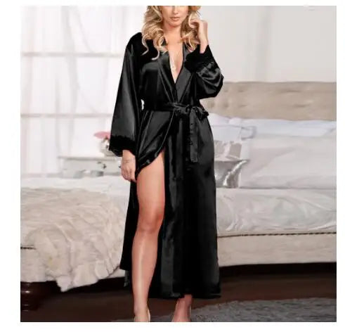 Women's Long Robe With Tie Belt