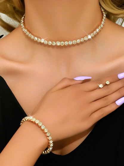 Elegant Sparkling Jewelry sets - Necklace, Bracelet & Earrings