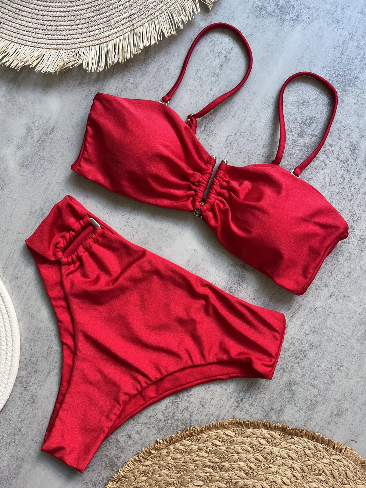 Ruched Bikini Set - Two-Piece Swinmsuit