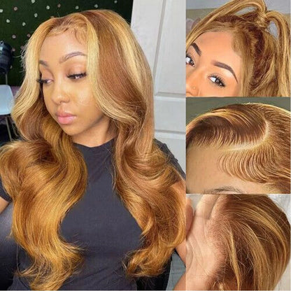 Honey Blonde Balayage Baby Wave Synthetic Lace
