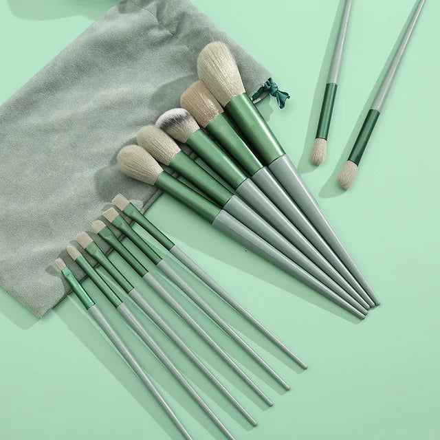13 Piece Makeup Brush Set with Storage Pouch