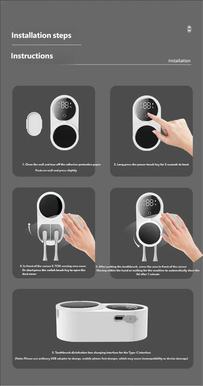 Rechargeable Wall-Mounted Toothbrush Hilder