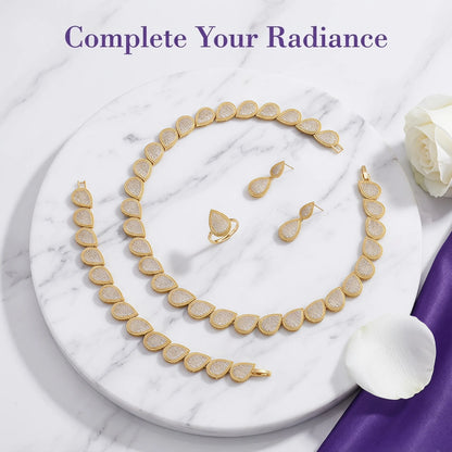 Elegant 4-Piece Bridal Jewelry Set - Necklace, Earring, Bracelet & Ring