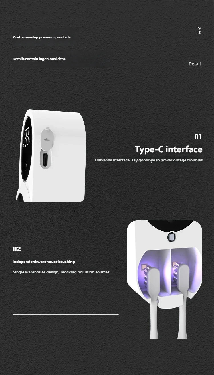 Rechargeable Wall-Mounted Toothbrush Hilder