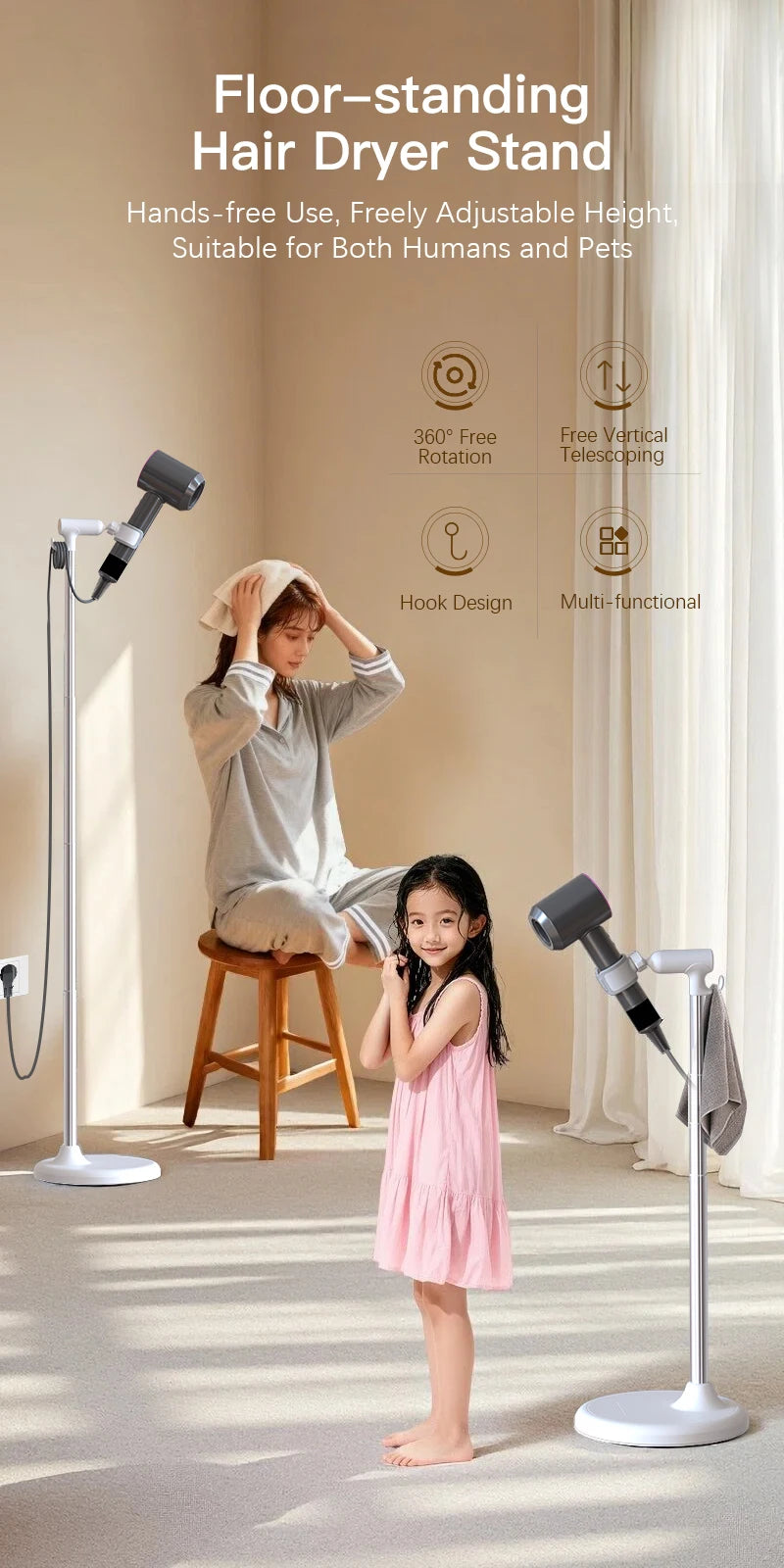 Adjustable Hands-Free Hair Dryer Stand – DailyNest Market