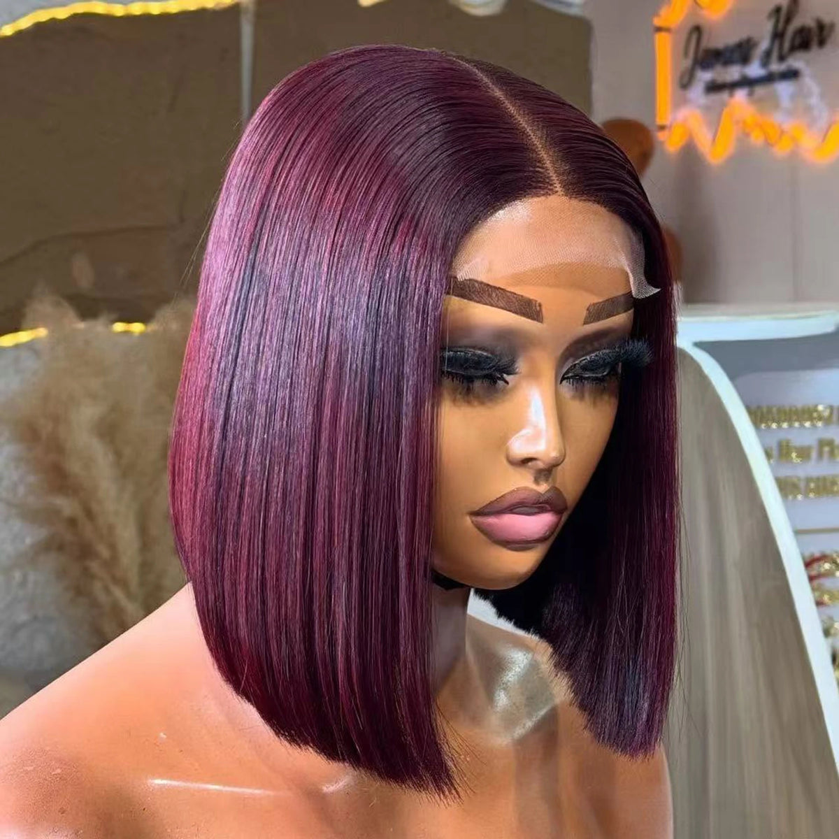 Burgundy 99J Synthetic Bob Wig