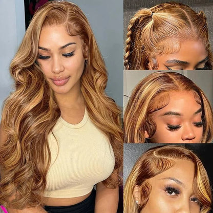 Honey Blonde Balayage Baby Wave Synthetic Lace