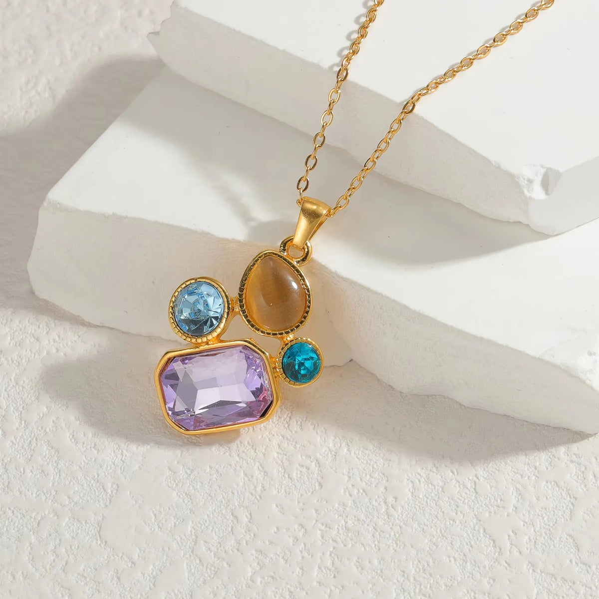 Elegant Round Pendant Jewelry Set - Necklace & Matching Stud Earrings