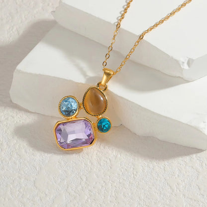 Elegant Round Pendant Jewelry Set - Necklace & Matching Stud Earrings