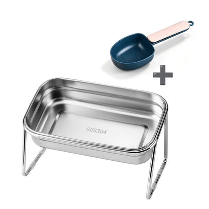 Elevated Stainless Steel Cat Food & Water Bowl with Stand