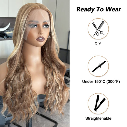 Honey Blonde Balayage Baby Wave Synthetic Lace