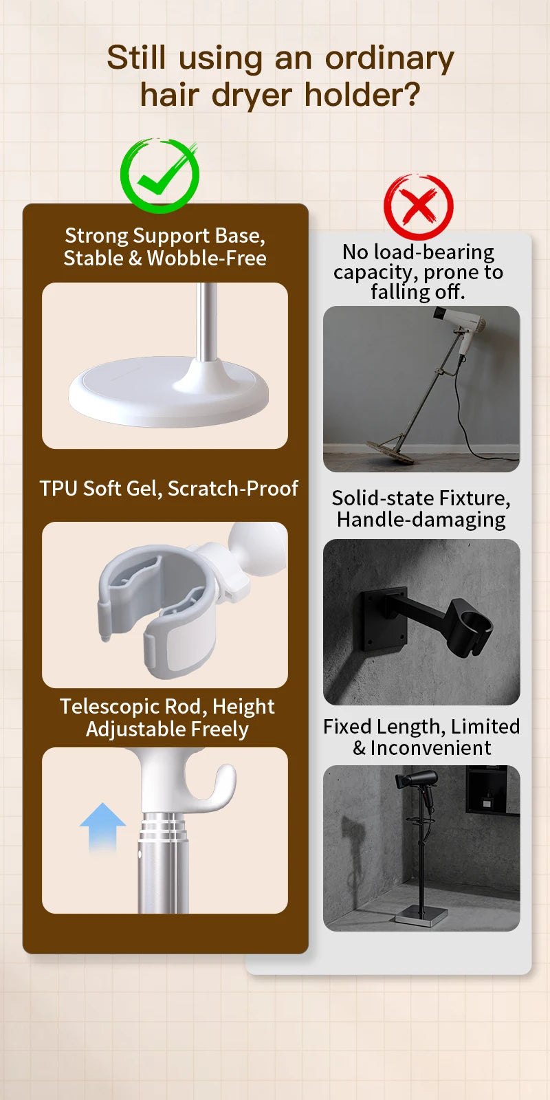 Adjustable Hands-Free Hair Dryer Stand
