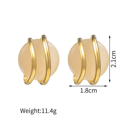 Elegant Round Pendant Jewelry Set - Necklace & Matching Stud Earrings