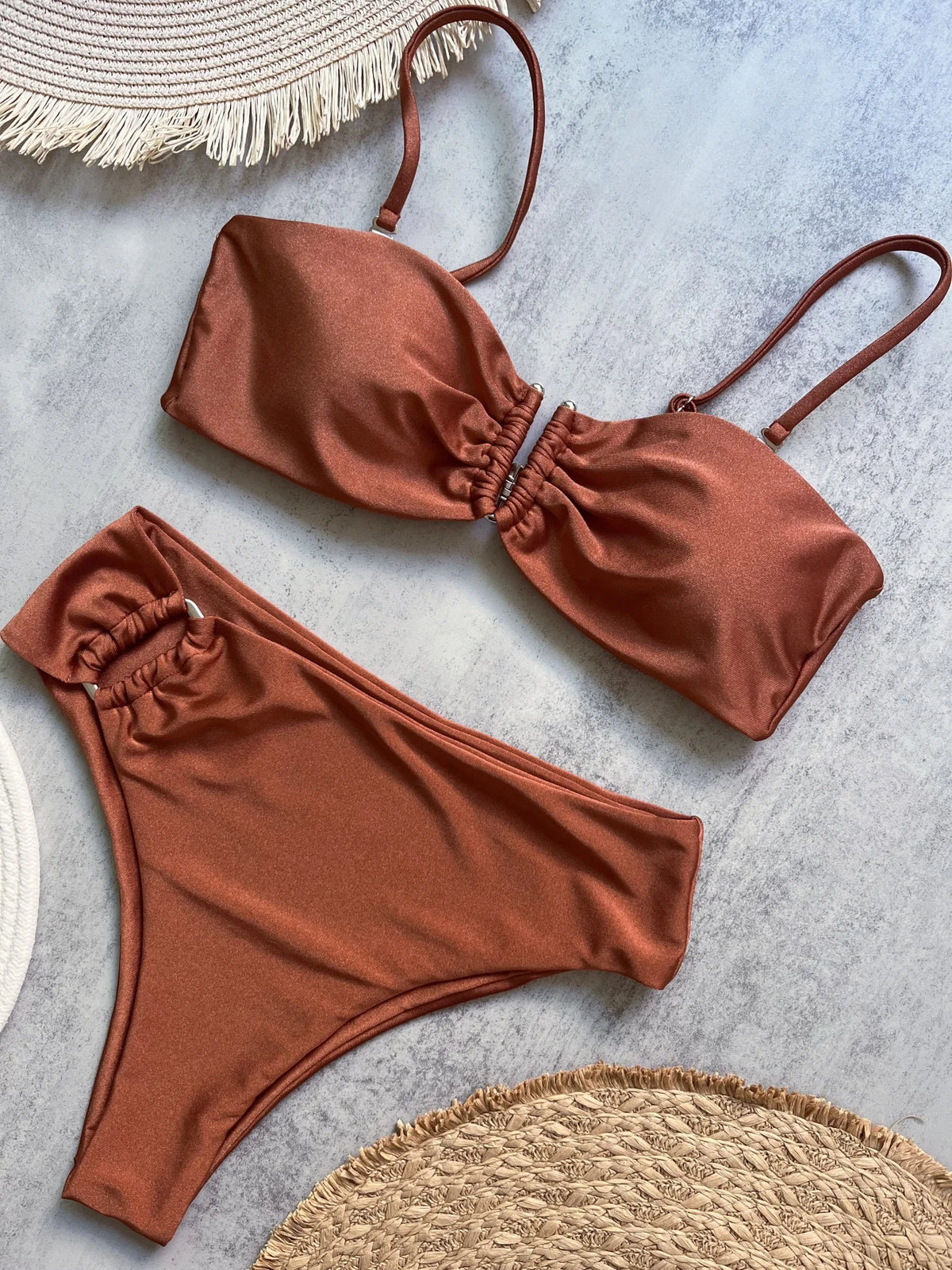 Ruched Bikini Set - Two-Piece Swinmsuit