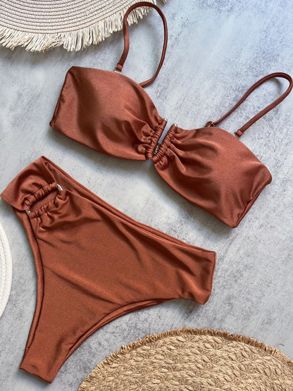 Ruched Bikini Set - Two-Piece Swinmsuit