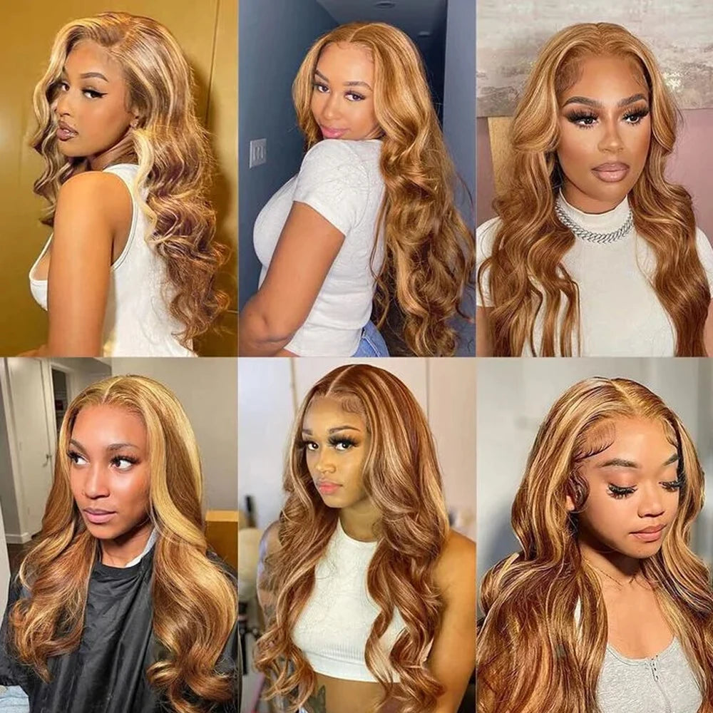 Honey Blonde Balayage Baby Wave Synthetic Lace