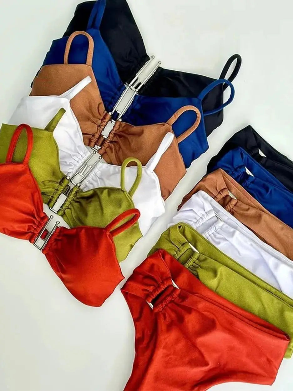 Ruched Bikini Set - Two-Piece Swinmsuit