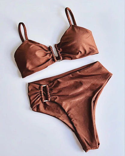 Ruched Bikini Set - Two-Piece Swinmsuit