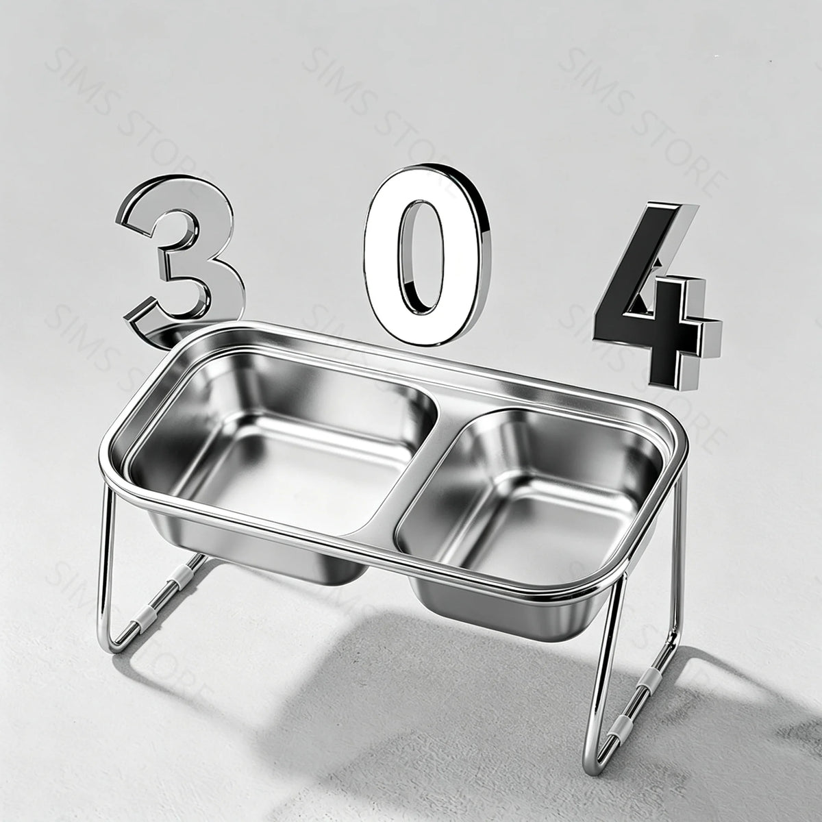 Elevated Stainless Steel Cat Food & Water Bowl with Stand
