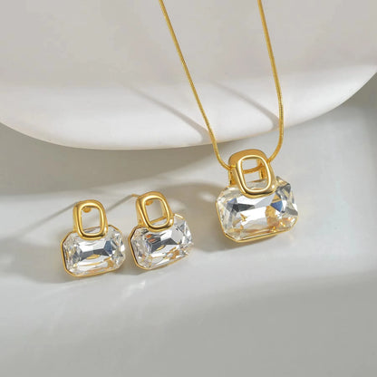 Elegant Round Pendant Jewelry Set - Necklace & Matching Stud Earrings