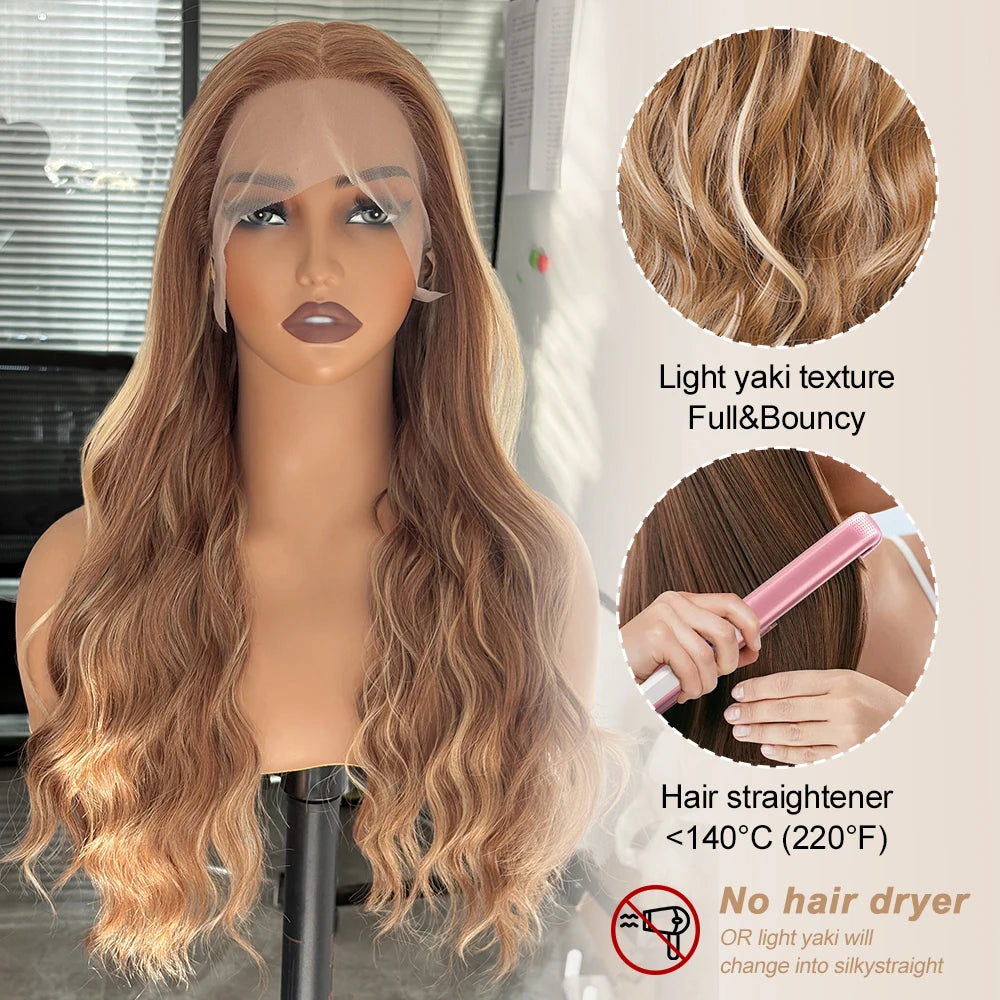 Honey Blonde Balayage Baby Wave Synthetic Lace