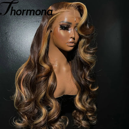 Honey Blonde Balayage Baby Wave Synthetic Lace