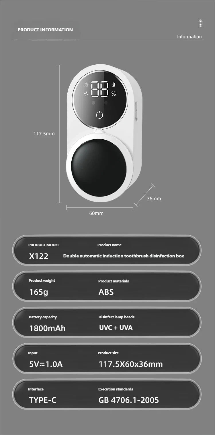 Rechargeable Wall-Mounted Toothbrush Hilder
