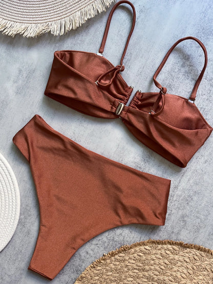Ruched Bikini Set - Two-Piece Swinmsuit