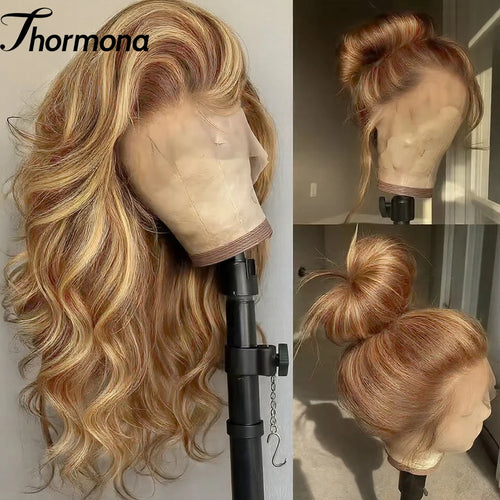 Honey Blonde Balayage Baby Wave Synthetic Lace