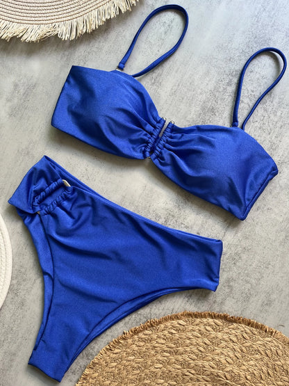 Ruched Bikini Set - Two-Piece Swinmsuit