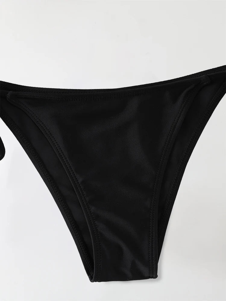 Black Triangle Bikinis Set - Tie-Side Two-Piece Swimsuit