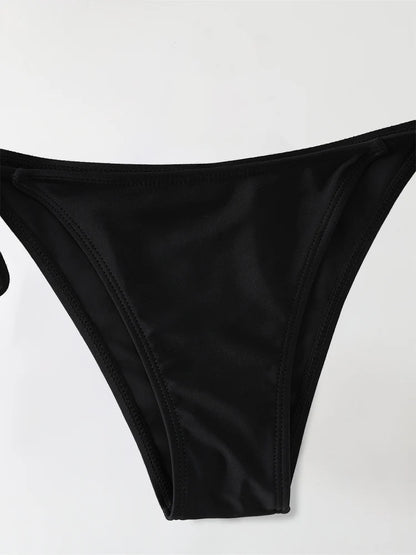 Black Triangle Bikinis Set - Tie-Side Two-Piece Swimsuit