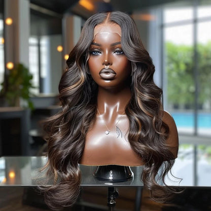 Honey Blonde Balayage Baby Wave Synthetic Lace