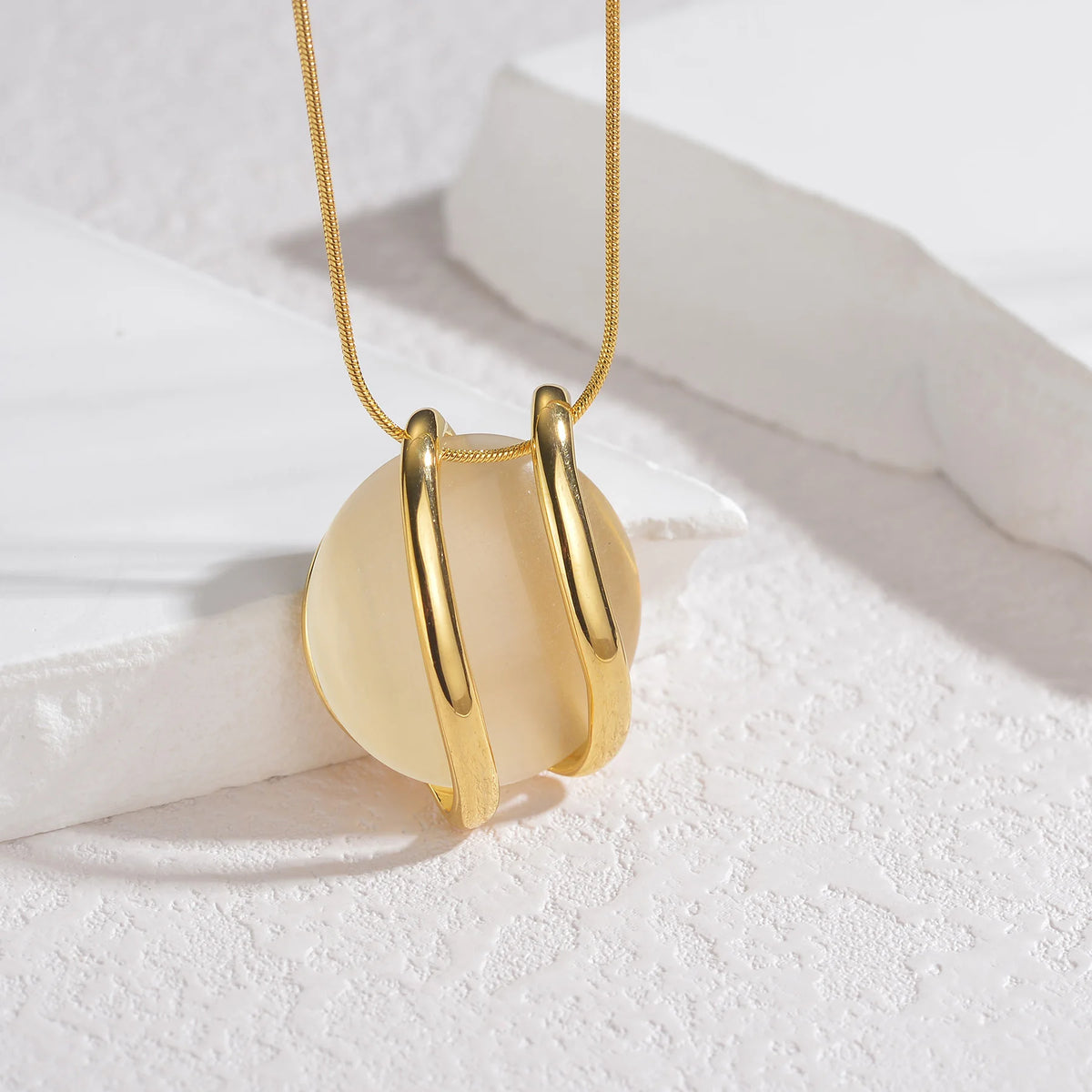 Elegant Round Pendant Jewelry Set - Necklace & Matching Stud Earrings