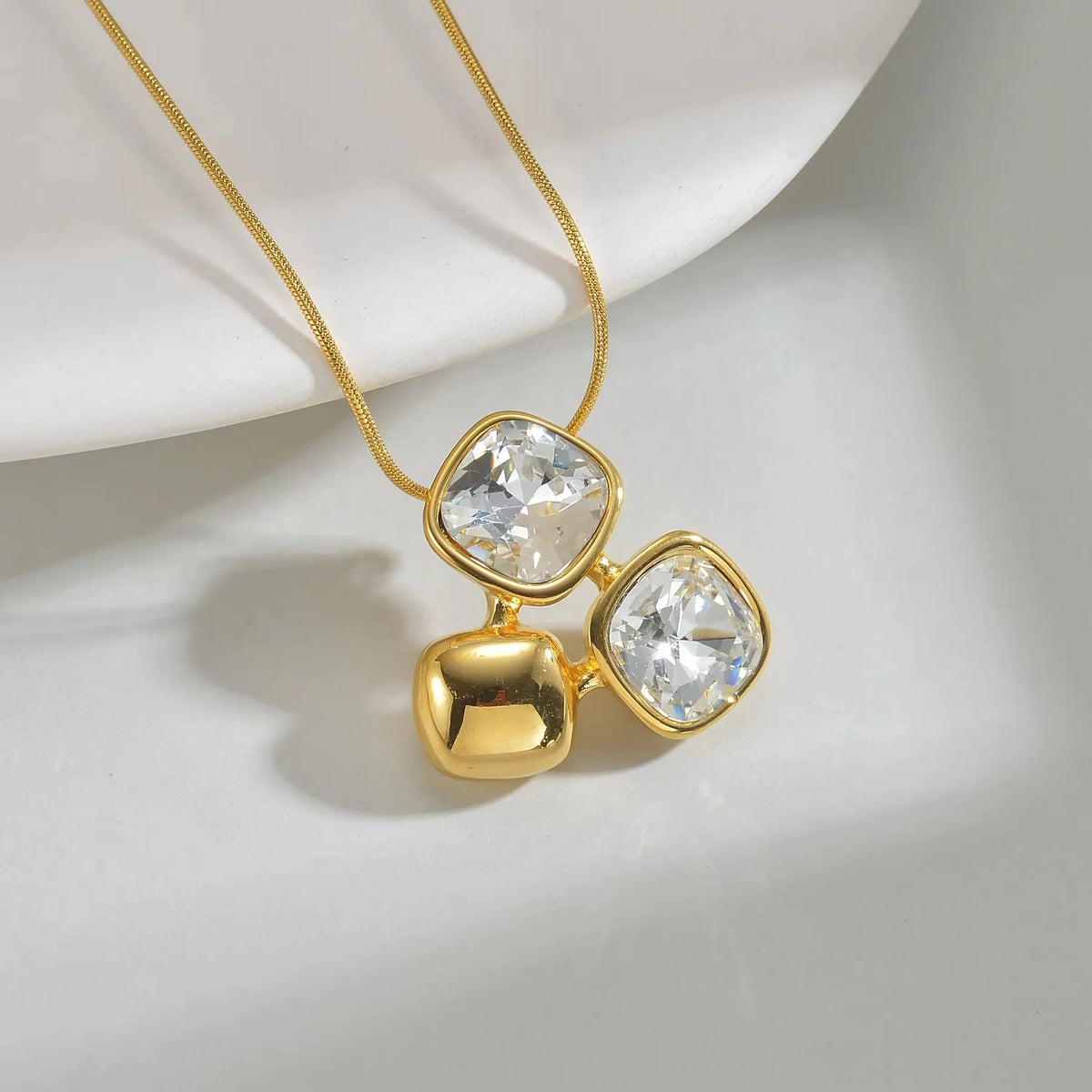Elegant Round Pendant Jewelry Set - Necklace & Matching Stud Earrings