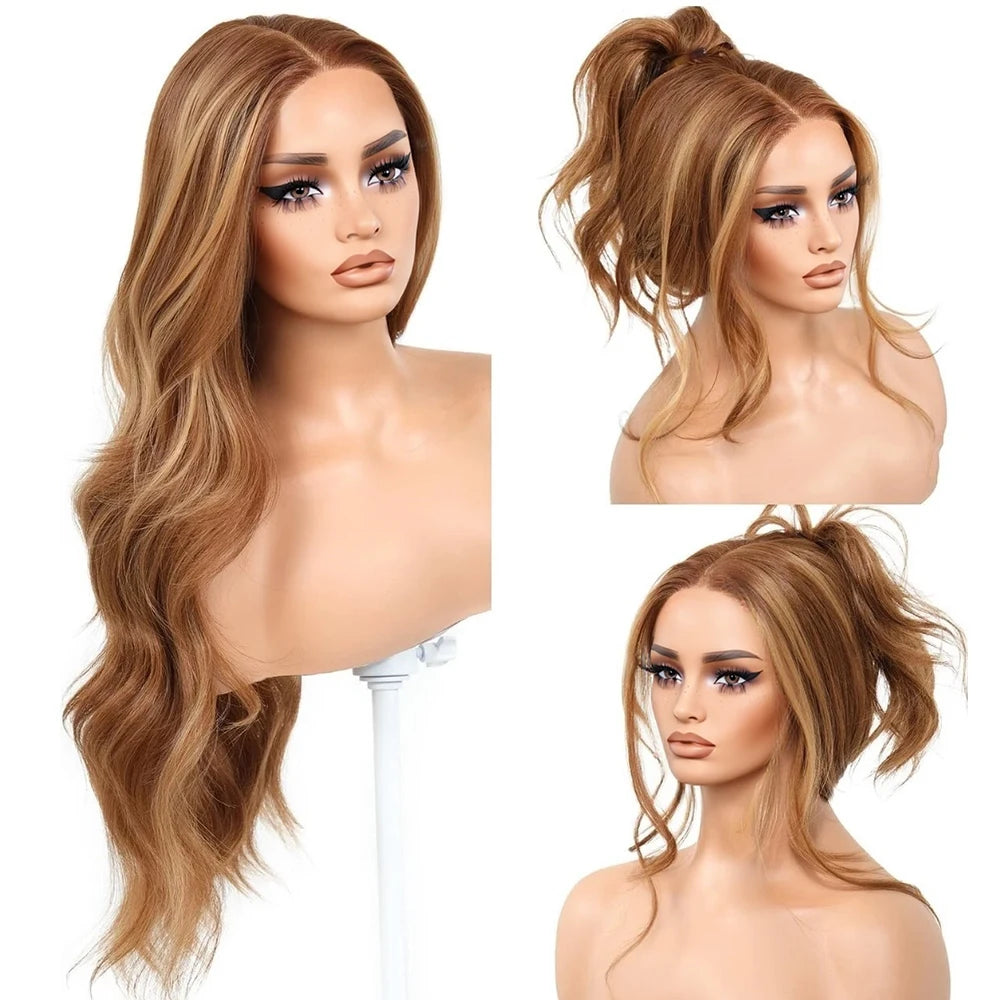 Honey Blonde Balayage Baby Wave Synthetic Lace