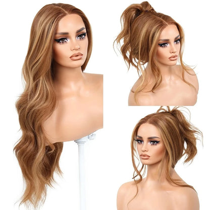 Honey Blonde Balayage Baby Wave Synthetic Lace