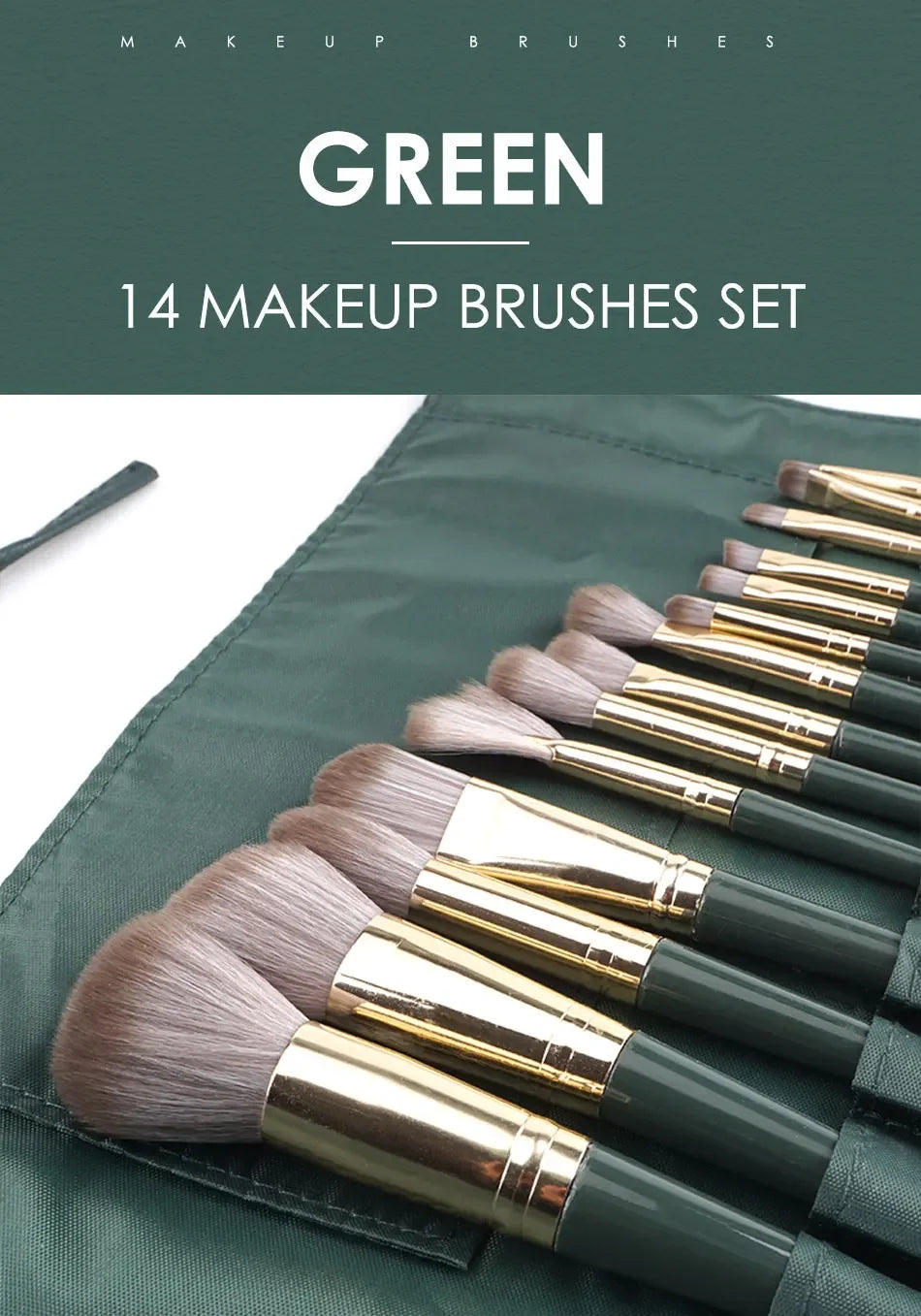 14 Piece Makeup Brush Set with Storage Pouch