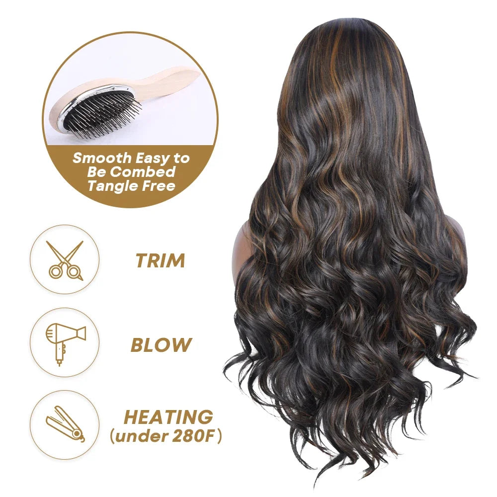 Honey Blonde Balayage Baby Wave Synthetic Lace