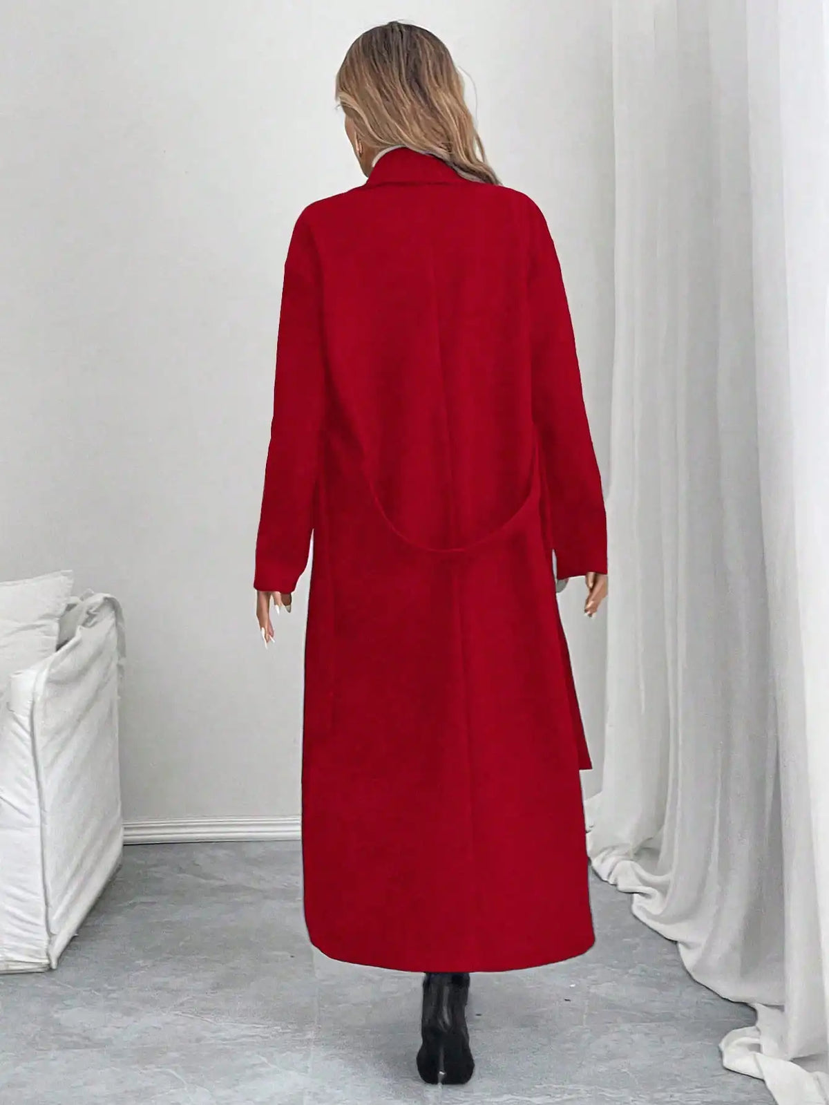 2026 New Womens Long Wool Coat Double Breasted Lapel Collar Winter Warm Overcoat Elegant Office Lady Outerwear Casual Trench