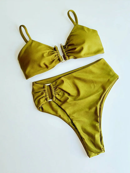 Ruched Bikini Set - Two-Piece Swinmsuit