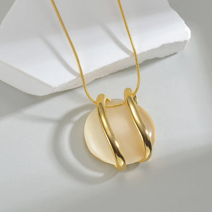Elegant Round Pendant Jewelry Set - Necklace & Matching Stud Earrings