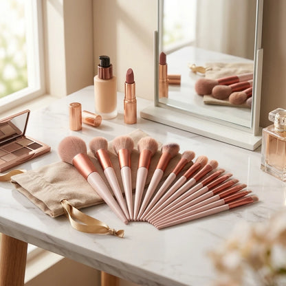 13 Piece Makeup Brush Set with Storage Pouch