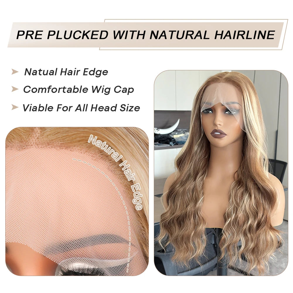 Honey Blonde Balayage Baby Wave Synthetic Lace