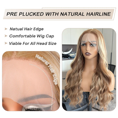 Honey Blonde Balayage Baby Wave Synthetic Lace
