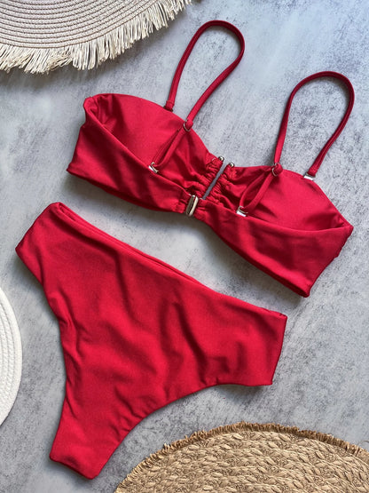 Ruched Bikini Set - Two-Piece Swinmsuit