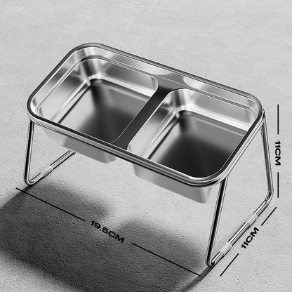 Elevated Stainless Steel Cat Food & Water Bowl with Stand