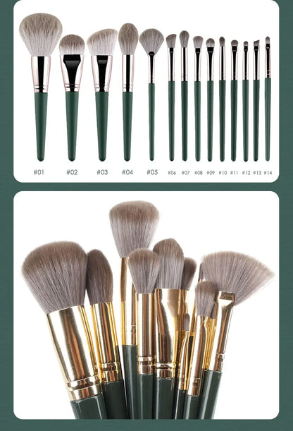 14 Piece Makeup Brush Set with Storage Pouch
