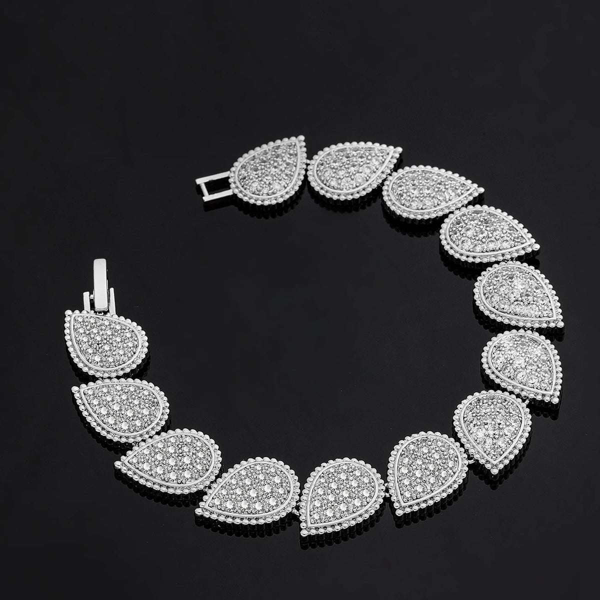 Elegant 4-Piece Bridal Jewelry Set - Necklace, Earring, Bracelet & Ring